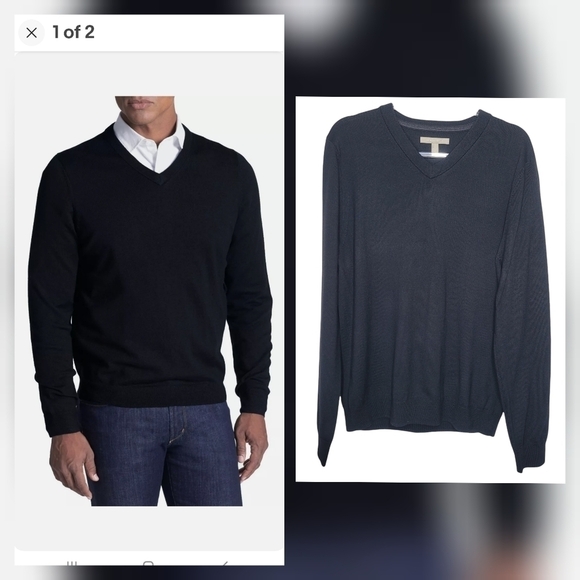 Nordstrom Men's 100% Extra Fine Merino Wool V-Neck Pull Over - Picture 1 of 7
